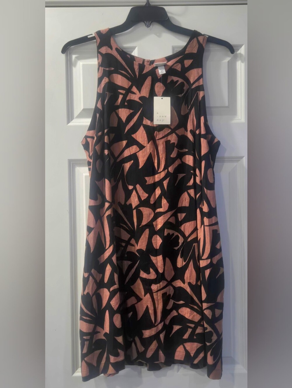 Black and Brown Linen Blend Midi Dress